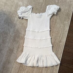 Katie J NYC White Ruffled Casual Dress